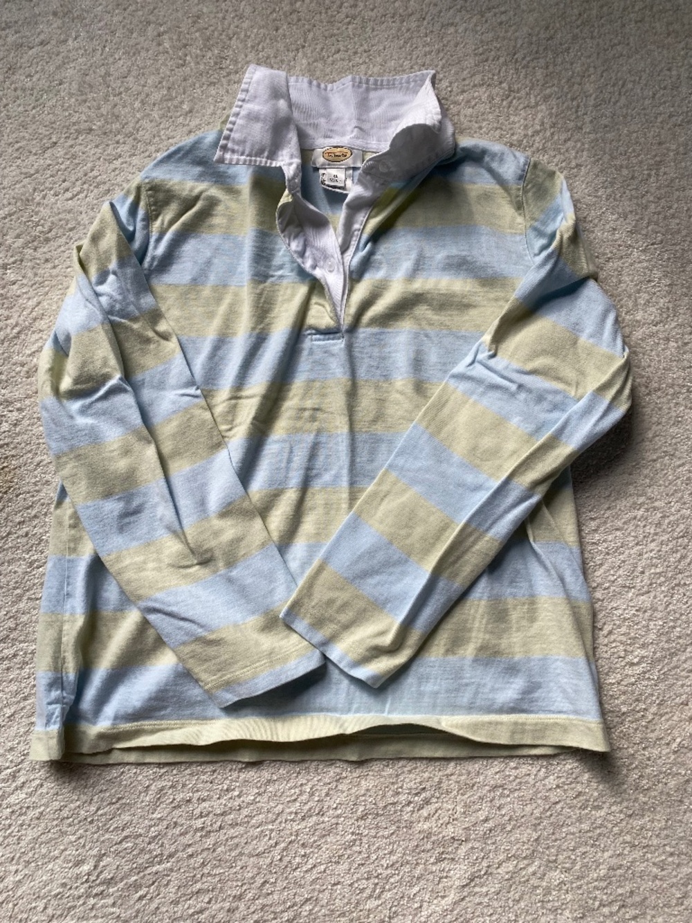 Talbots sea green and cornflower blue stripe rugby top SIZE XL